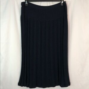 Peruvian Connection Black Pleated Midi Baby Alpaca and Wool Skirt Size L